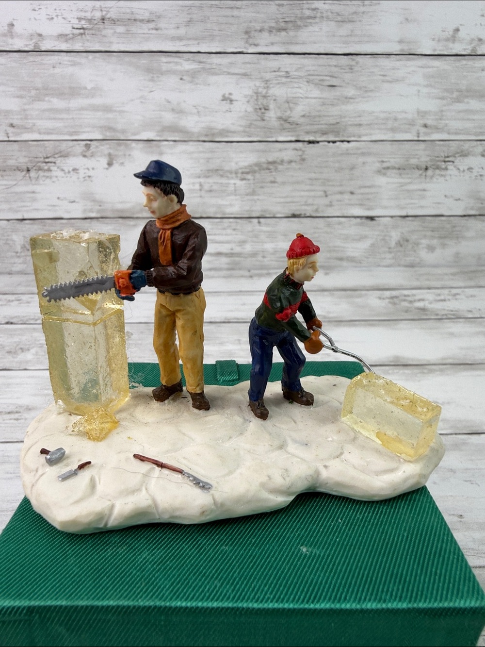 Lemax “Getting Started” Ice sculpting father and son Christmas Village accessory